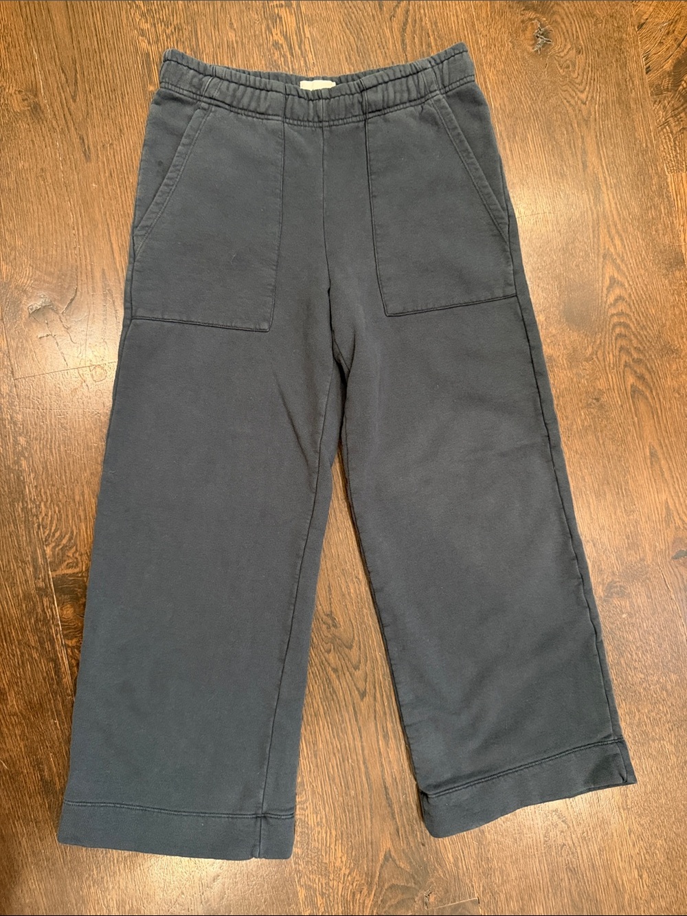 MATE the Label Navy Grey Organic Fleece Wide-Leg Sweatpants